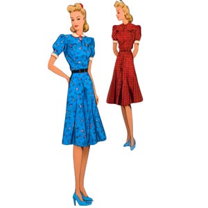 Vintage 1940&#39;s Sewing Pattern: Pretty Frock, Tea Dress - French Instructions French Size 42 Bust 36&quot;