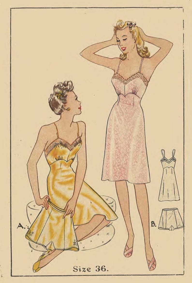 Vintage 1940/'s Sewing Pattern Set of Bra Tops WWII Pin-UP Rockabilly Bust 34-36
