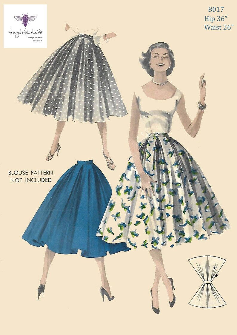 Vintage 1950's Sewing Pattern Rockabilly Full Circle Skirt | Etsy