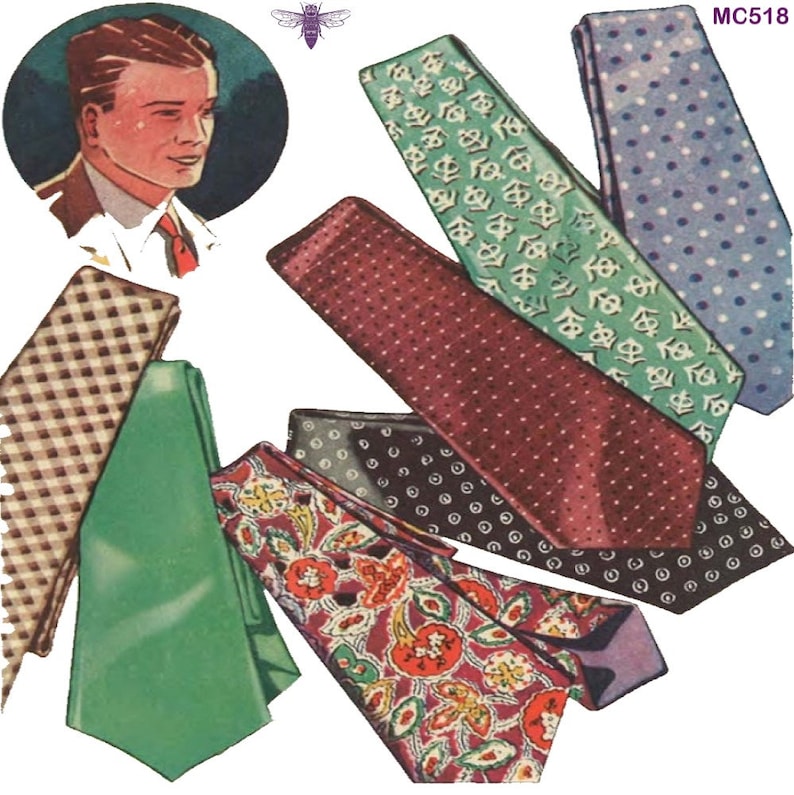 New 1930s Mens Fashion Ties     Vintage 1930s Sewing Pattern: Mens & Boys Neckties $17.97 AT vintagedancer.com