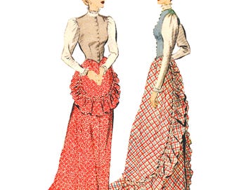 Vintage jaren 1950 naaipatroon, blouse, weskit en rok - borst: 32" (81,3 cm)