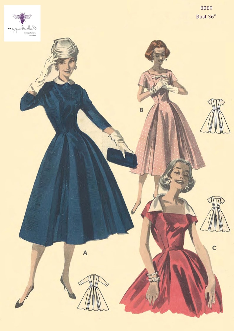 Vintage 1950's Sewing Pattern Princess Line Dress Etsy