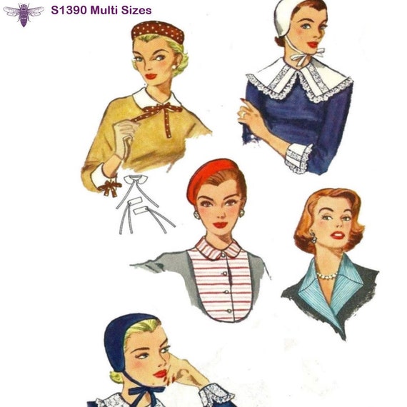 PDF Vintage 1950's Sewing Pattern: Set of Collars Hat | Etsy
