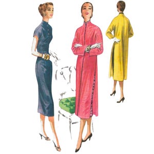 PDF - 1950s Cheongsam Dress & Coat Sewing Pattern: Mandarin Collar, Bust 32”(81cm) - Download