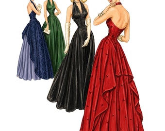 1940's Sewing Pattern:  Evening/Bridal Gown, Halter Neck Dress - Bust 34” (86.4cm)