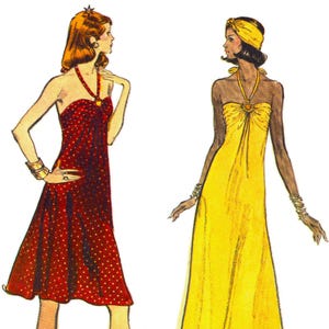 Vintage 1970er Jahre Schnittmuster, Neckholder Kleid – Oberweite: 92 cm