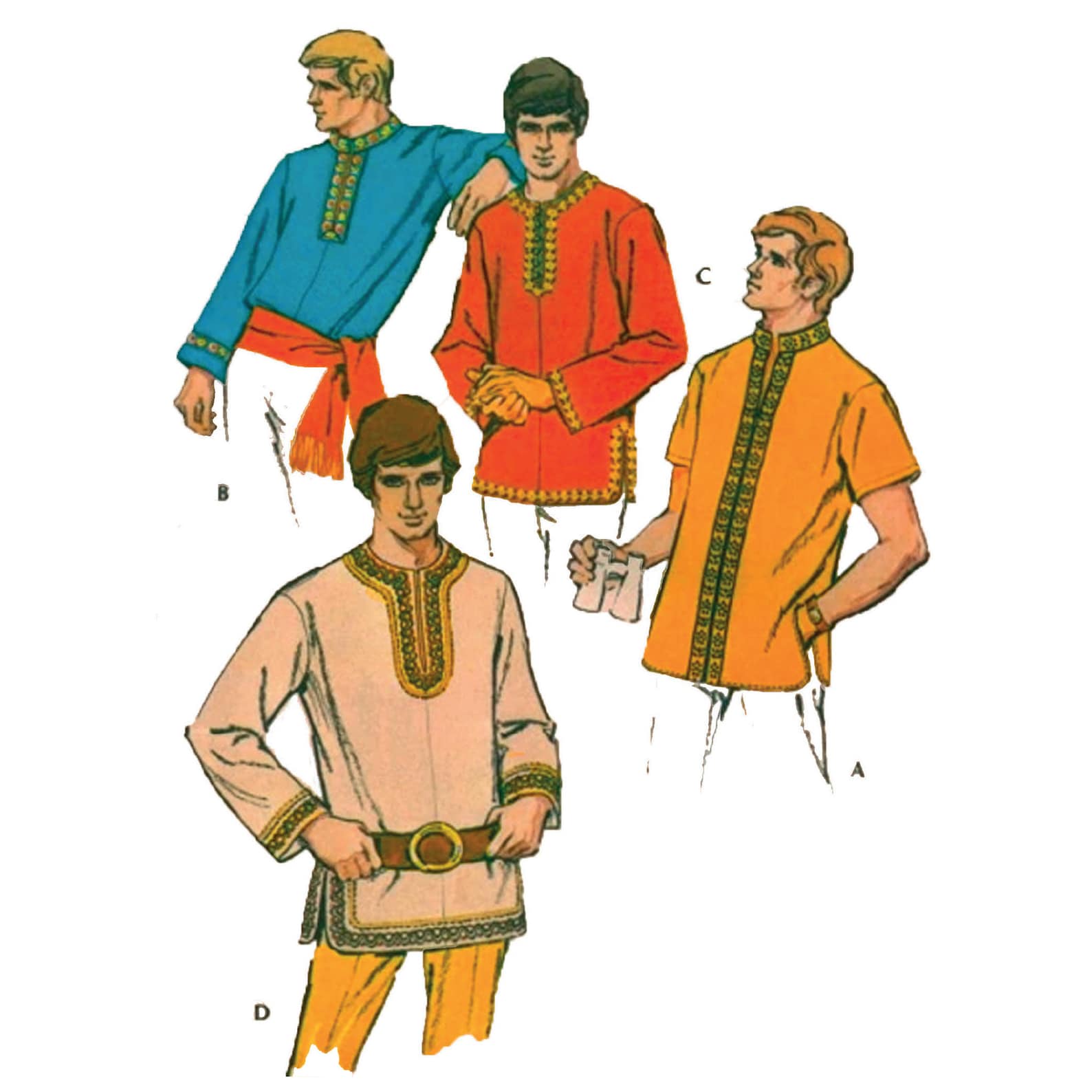 PDF -  1950s Sewing Pattern, Men’s Rockabilly Shirt - Chest: 42 – 44” (106-111cm) - Download