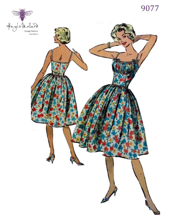 Vintage Années 1950 sewing pattern robe avec V dos Rockabilly buste 36/"