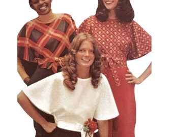PDF - 1970s Reversible Blouse Sewing Pattern: Easy Wrap Top,  Bust 38" - Download