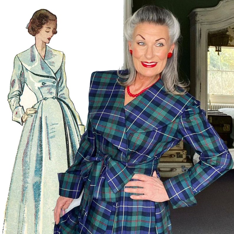 1950s Fabrics & Colors in Fashion     1950s Vintage Pattern: Biddy Housecoat Robe Housecoat - Multi-Sizes $27.65 AT vintagedancer.com