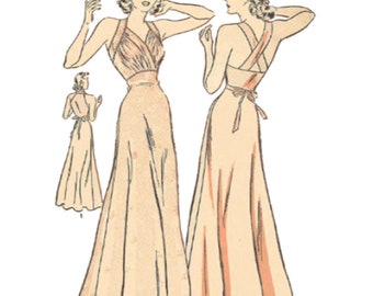Vintage 1930's Sewing Pattern: Night Gown, Lingerie, Pinup - Bust 30" (76.2 cm)