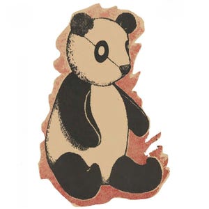 Molde de costura vintage da década de 1940: Urso panda de pelúcia - 36 cm de altura