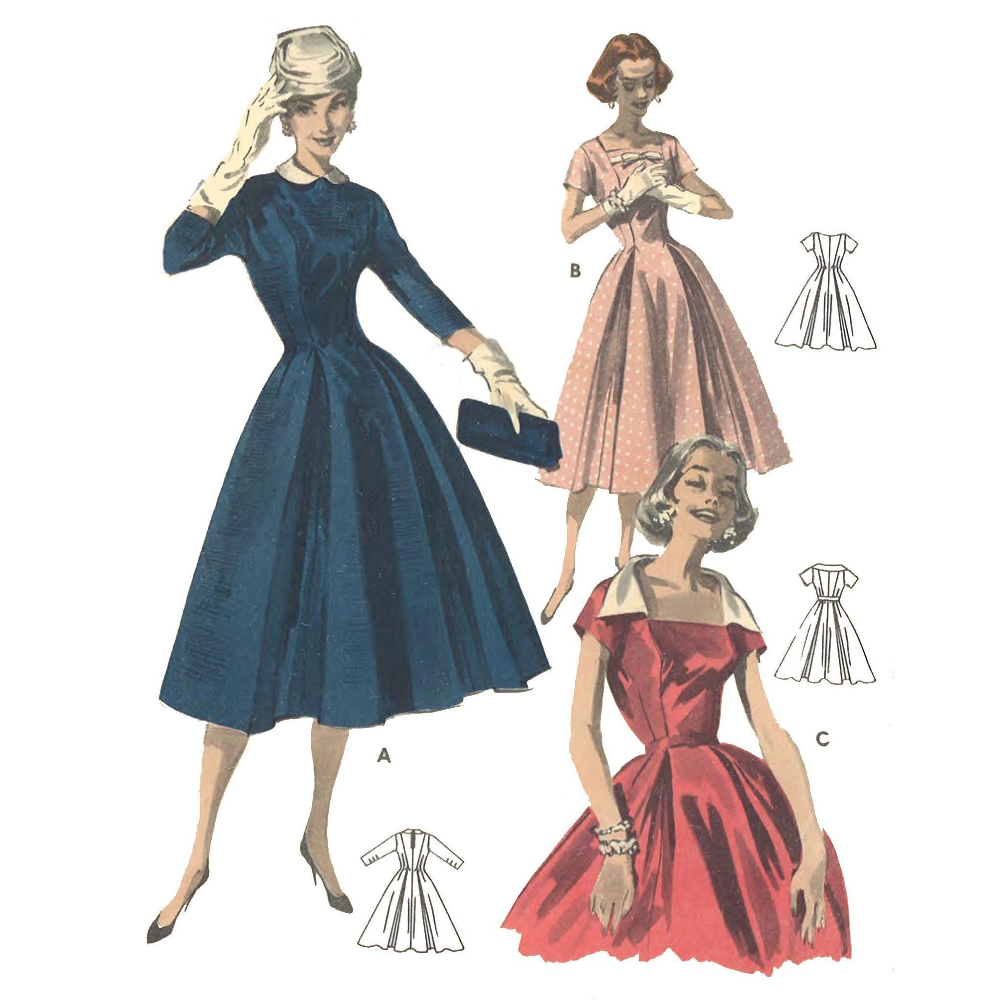 Vintage 1950's Sewing Pattern: Princess Line Dress - Etsy Singapore