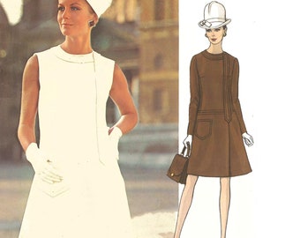 Vintage 1960's Sewing Pattern -  Wrap Over Dress - Bust: 34” (86cm)