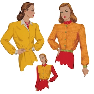 PDF - 1940s Lumber Jacket Sewing Pattern: Land Girl Bomber, Bust 33-43.5&quot;(84cm-110.5cm) , Multi-sized - Download
