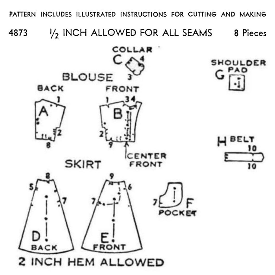 Vintage 1940 s Sewing Pattern Tea Dress With Pockets Etsy