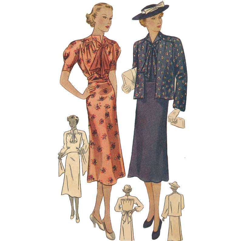 Vintage 1930's Sewing Pattern: Maternity Dress & Jacket Bust 34 86cm image 1