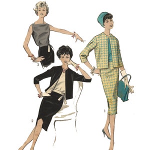 Vintage 1950&#39;s Sewing Pattern, Magic Jackie Suit, Blouse, Wiggle, Pencil Skirt - Bust 32&quot; (81.3cm)