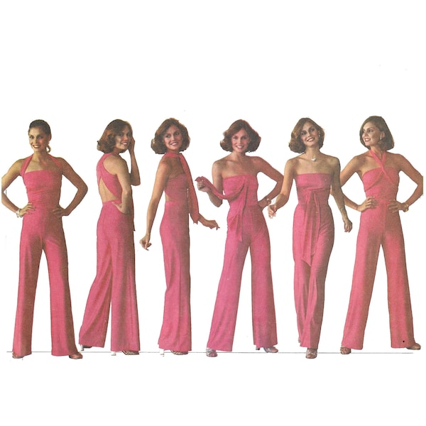 PDF - Vintage 1970s Pattern – Jiffy Stretch Multi-wrap & Tie Jumpsuit - Bust 34” (86.4cm) - Instantly Print at Home