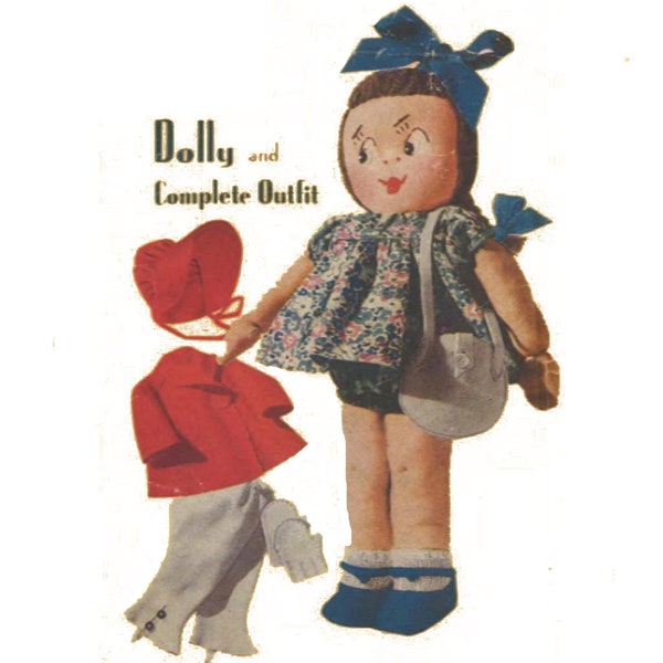 Vintage 1940's Sewing Pattern: Make Do and Mend Rag Doll, Dolly and Clothes - Size 21”/ 53cm
