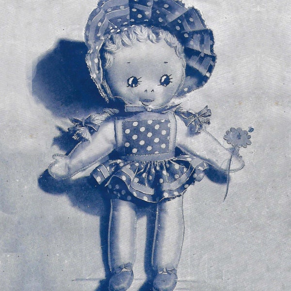 PDF - 1940's Vintage Sewing Pattern: Sunny Sue Rag Doll - Tall 12" (30cm) - Instantly Print at Home