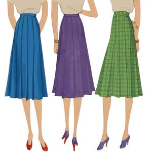 PDF - Vintage 1940s Sewing Pattern, Pleated Skirt - Waist: 24” (61cm) - Download