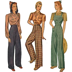 Vintage 1940's Sewing Pattern: Land Girl High Waist Slacks | Etsy