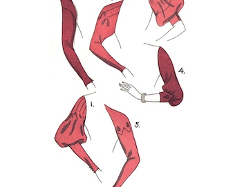 PDF - Vintage 1930s Sewing Pattern, Set of Sleeves -  Bust 34&quot; (86cm), Download