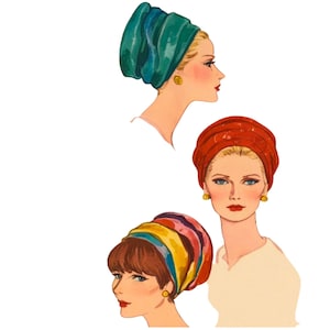 PDF - 1960&#39;s Sewing Pattern: Vogue - Chic Turban Hats - One size fits all - Instantly Print at Home