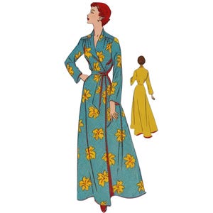 PDF - Patrón de costura de los años 40: Bata, bata o camisón Donna - Busto 91,5 cm (36") - Descargar