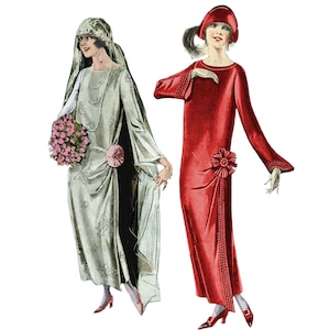 PDF - Patrón de costura vintage de los años 20, vestido de una sola pieza/vestido de novia - Busto: 42" (106,7 cm) - Descargar