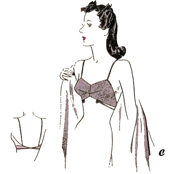 1940s Pattern, Slip, Bra & Knickers - Bust 34 (86.36cm) – Vintage
