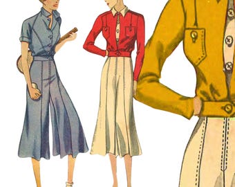 PDF - 1930er Jahre Bluse, Doppelrock & Jacke Schnittmuster: Oberweite 81 cm - Download