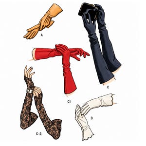 1940's Sewing Pattern: Set of Tailored, Gloves in Two Lengths - Size 7.