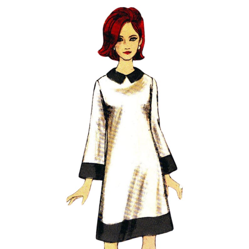Model wearing easy to make dress made from Vogue 6881 pattern