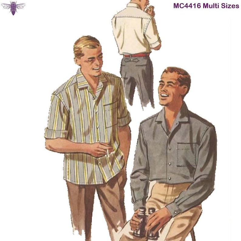 1950s Sewing Patterns | Dresses, Skirts, Tops, Mens     Vintage 1950s Sewing Pattern: Mens Sports Shirt with Pocket - Multi-sizes $24.89 AT vintagedancer.com