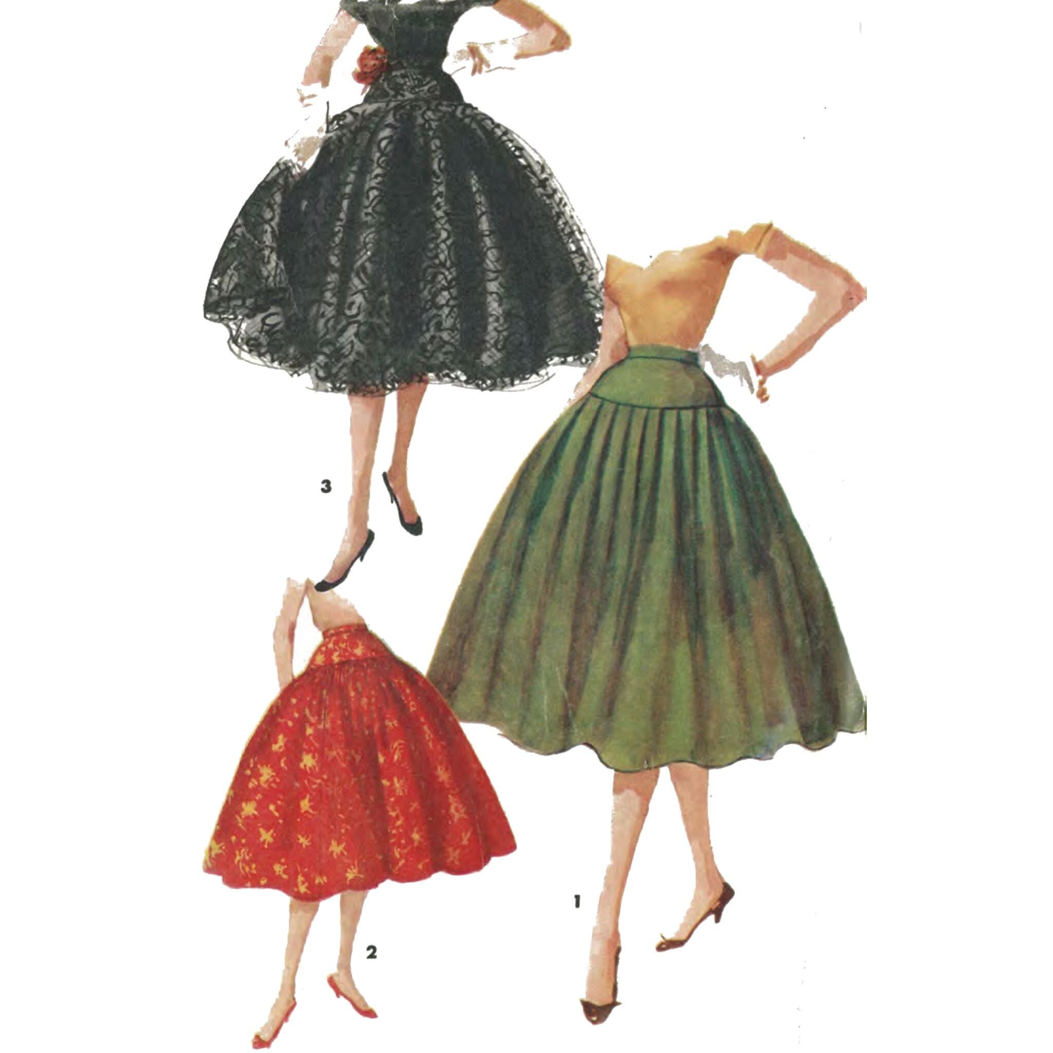 PDF 1950s Pattern, Full Circle Skirt, Swing, Rockabilly Multi Sizes ...