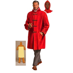 PDF - 1940s Men&#39;s Duffle Coat Sewing Pattern with Hood: Chest 38”(97cm) - Download