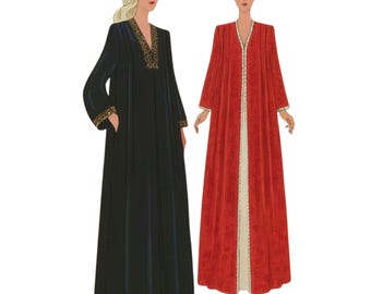 Vintage 1970s Sewing Pattern:  Muumuu, Kaftan Caftan Dressing Gown Robe - Bust 32.5&quot;- 42&quot;(83cm-107cm)