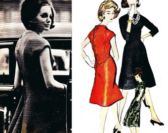 Vintage 1960s Sewing Pattern, One piece Dress - Bust: 34” (86cm)