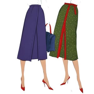 Vintage jaren 1950 naaipatroon: klassieke rok tot onder de knie - taille: 71 cm