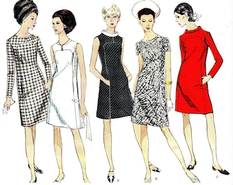 Vintage 1960s Sewing Pattern, One-piece A-Line Dress - Bust: 38” (96cm)