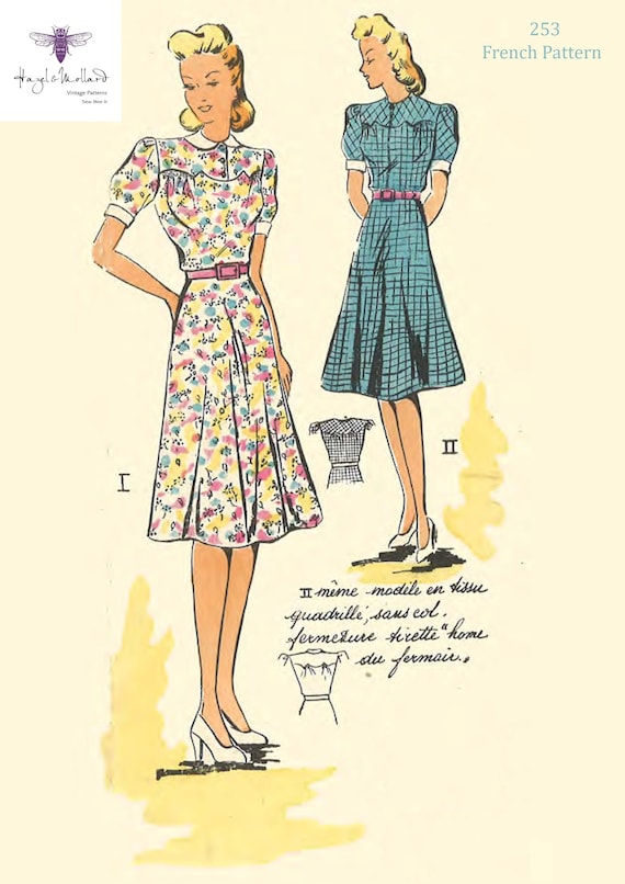 1940/'s WW2 Tea Dress Vintage Sewing Pattern