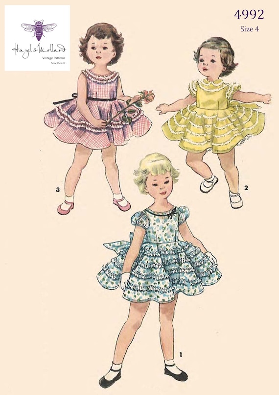 Vintage 1950/'s Sewing Pattern RARE Girl/'s Toddler/'s Dress /& Coat Age 2 Scalloped
