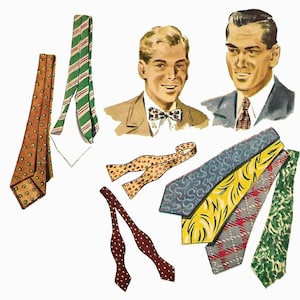 Vintage 1940's Sewing Pattern, Debonair Men's Ties