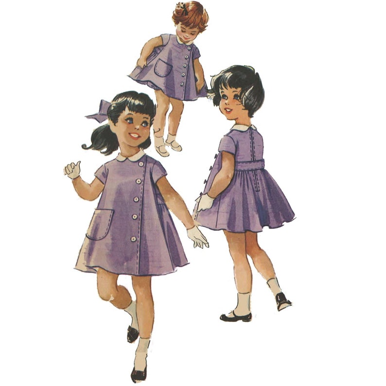 Vintage 1950's Sewing Pattern:  Little Girl's Pretty Dress & Bloomer Panties - Breast 23” (58cm) 