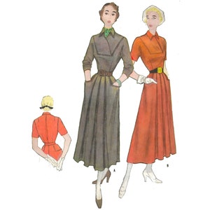 PDF - 1940er Jahre Schnittmuster - Einteiliges Straßenkleid, vordere Detaillierung - Büste: 86,4 cm - sofort zum Ausdrucken