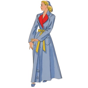 PDF - 1940s Wrap Housecoat Sewing Pattern: Vintage Style Robe, Bust 38&quot; (97cm) - Download