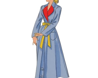 PDF - 1940s Wrap Housecoat Sewing Pattern: Vintage Style Robe, Bust 38&quot; (97cm) - Download