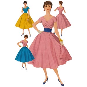 PDF - Vintage 1950's Sewing Pattern: Skirt, Blouse & Cummerbund - Bust 36” (91.4cm) - Download